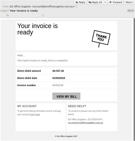 Malware scam: fake Ezi Office Supplies invoice .